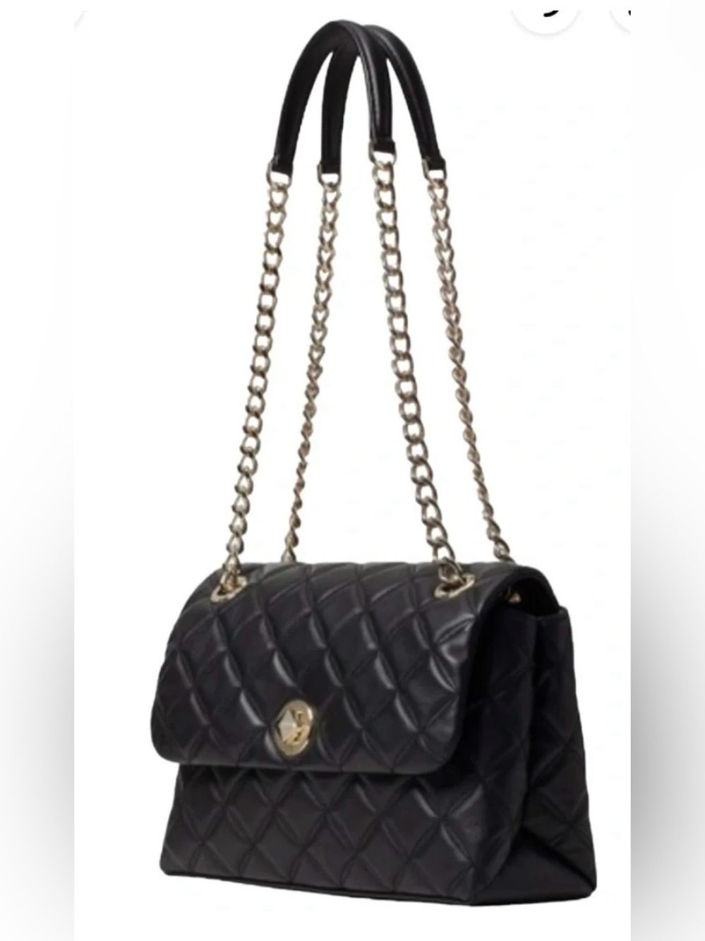 kate spade Black Quilted Shoulder Bag with Gold Chain